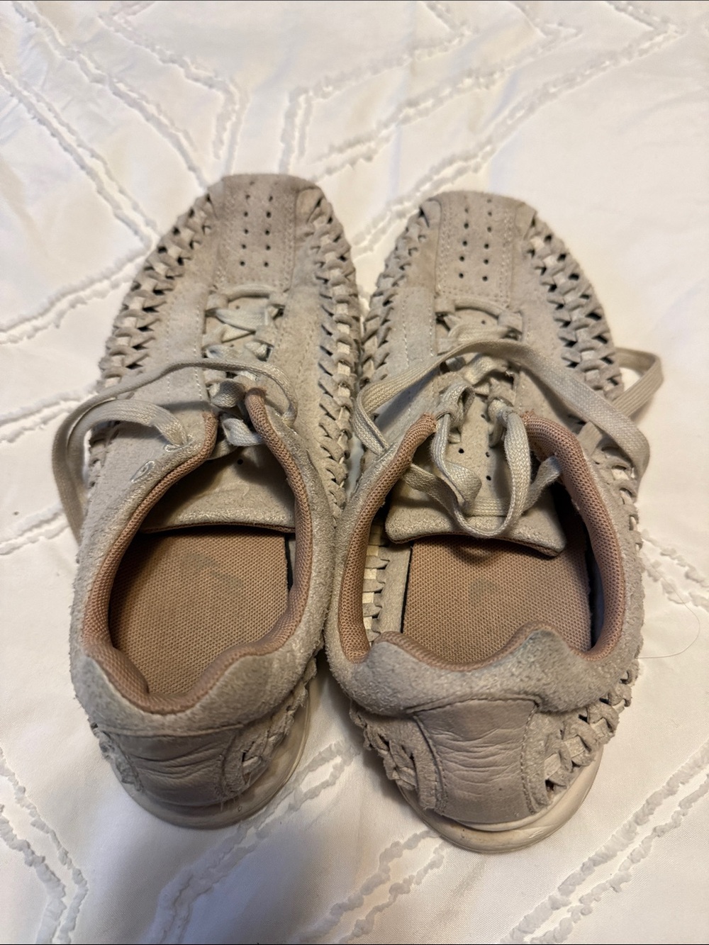 Nike Women’s Woven Lace-Up Sneakers in Light Beige- Nike Mayfly Woven sneakers